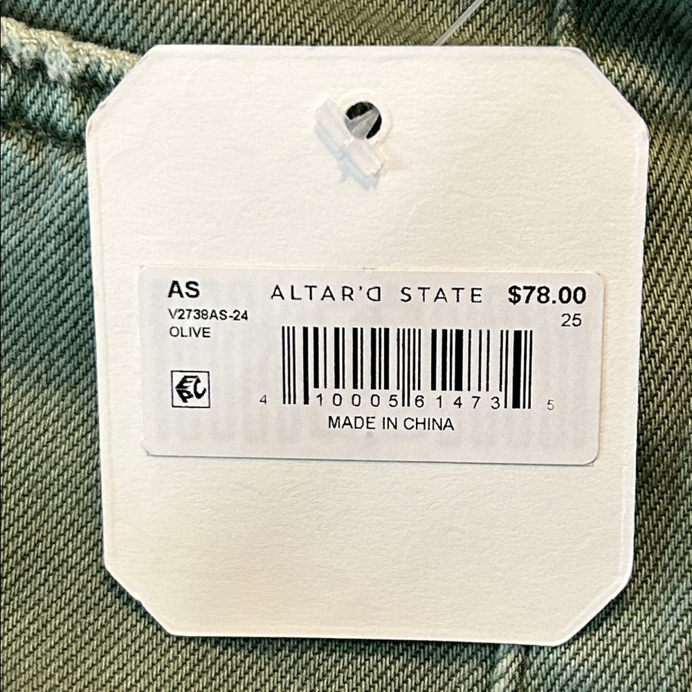 Altar’d State Green Frayed Hem Jeans, size 25”, NWT - Picture 2 of 7